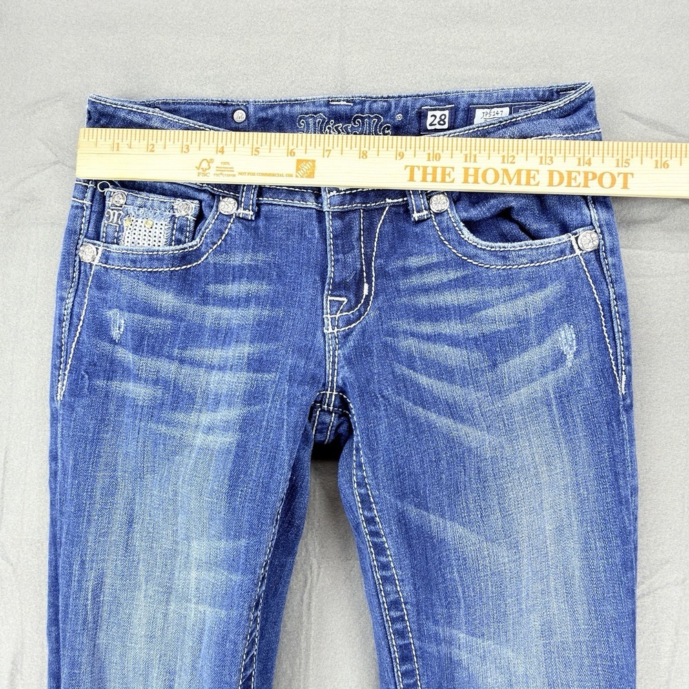 Miss Me Bootcut Jeans Womens Sz 28 29x31 Low Rise Cowgirl Western Rhinestone - Picture 12 of 16